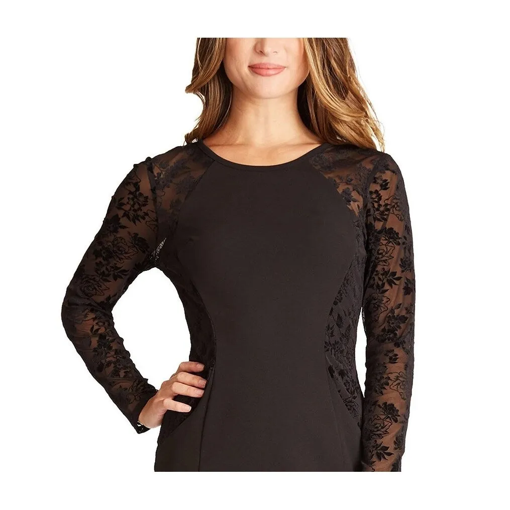 BCX Juniors' Sheer-Sleeve Bodycon Dress Black Size 1 sold by Zulily product image thumbnail 3