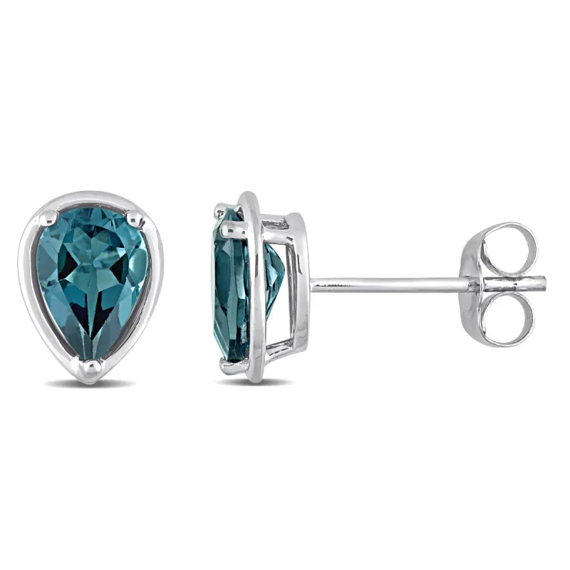 Miadora 14k White Gold London Blue Topaz Pear Stud Earrings sold by Zulily