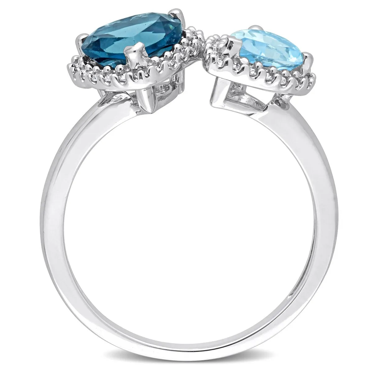 Miadora London & Sky-Blue Topaz and 1/5ct TDW Diamond Heart and Teardrop Ring in 10k White Gold sold by Zulily product image thumbnail 3