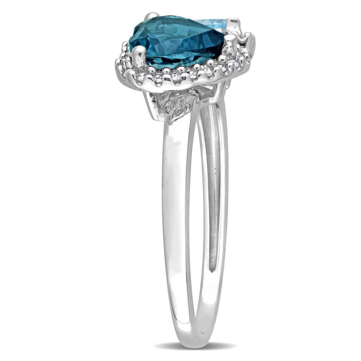Miadora London & Sky-Blue Topaz and 1/5ct TDW Diamond Heart and Teardrop Ring in 10k White Gold sold by Zulily product image thumbnail 2