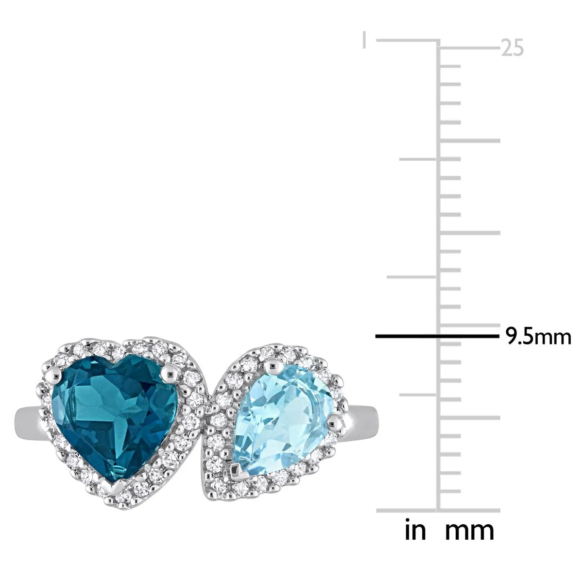 Miadora London & Sky-Blue Topaz and 1/5ct TDW Diamond Heart and Teardrop Ring in 10k White Gold sold by Zulily product image thumbnail 4