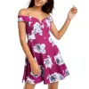 City Studios Junior's Off The Shoulder Floral Print Dress Purple Size 9 sold by Zulily