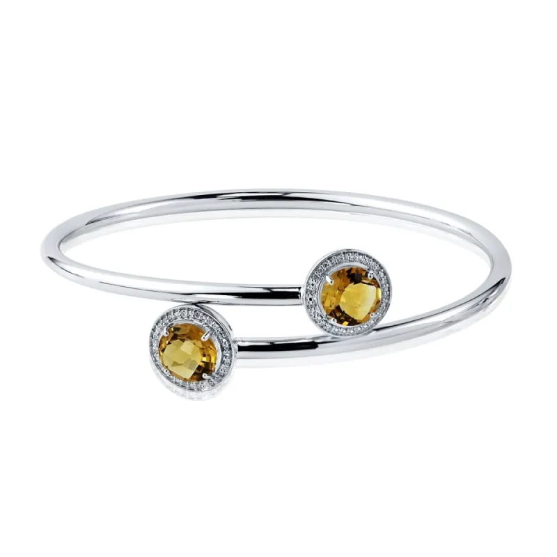 Auriya 3 1/2ct Yellow Citrine Gold over Silver Bangle Bracelet with Diamond Accents sold by Zulily