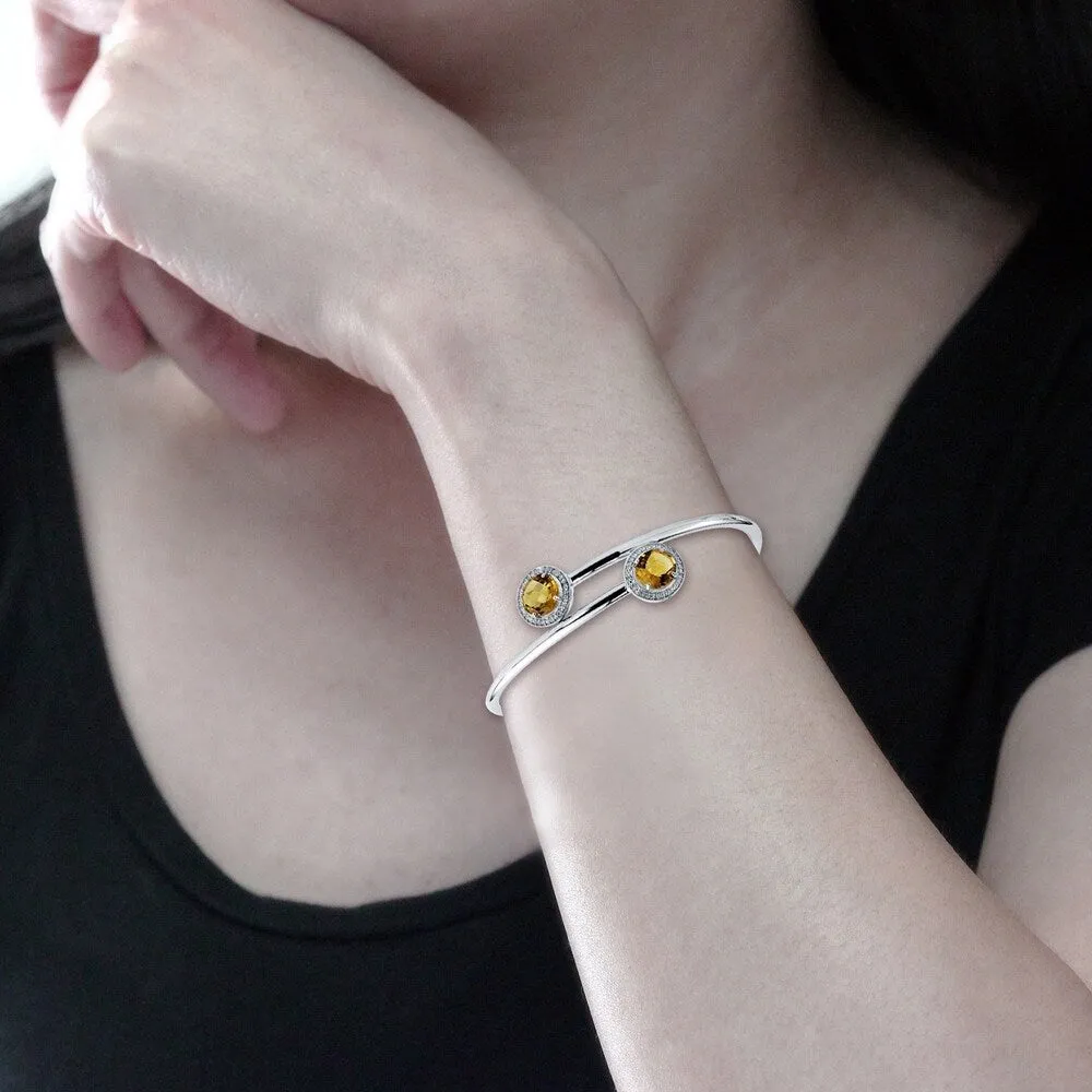 Auriya 3 1/2ct Yellow Citrine Gold over Silver Bangle Bracelet with Diamond Accents sold by Zulily product image thumbnail 5
