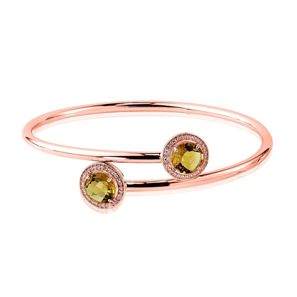 Auriya 3 1/2ct Yellow Citrine Gold over Silver Bangle Bracelet with Diamond Accents sold by Zulily product image thumbnail 3