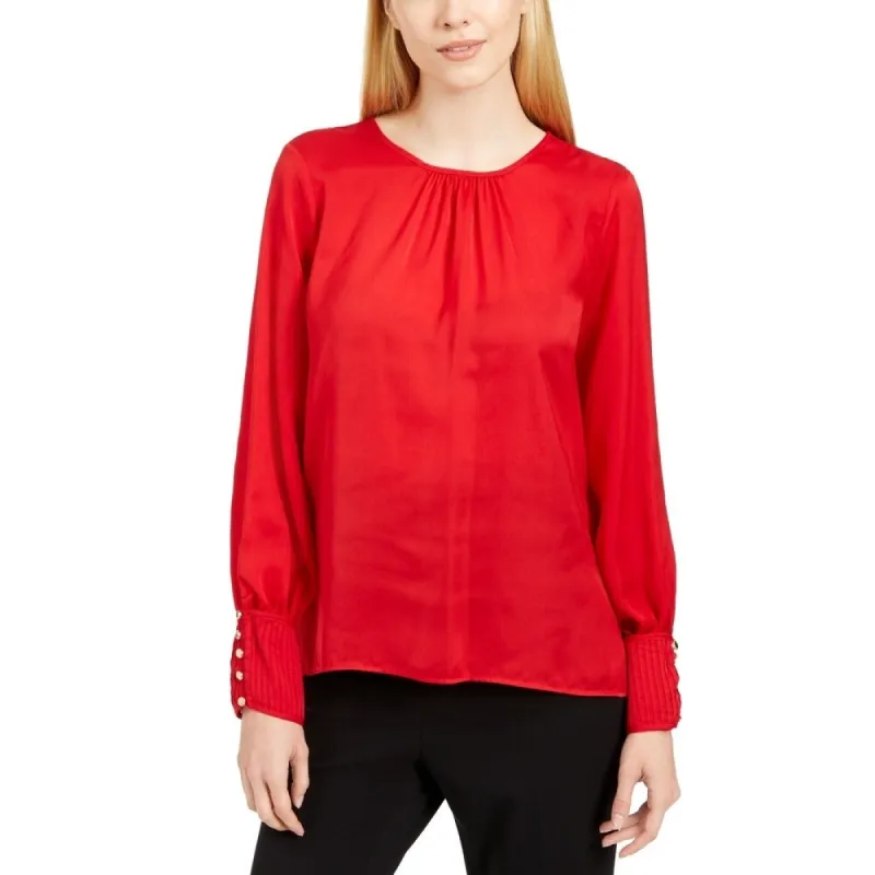 Calvin Klein Women's Woven Top Medium Red Size X-Small sold by Zulily