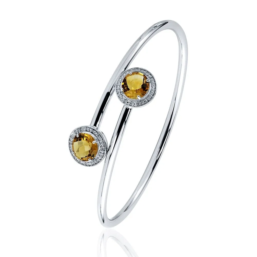 Auriya 3 1/2ct Yellow Citrine Gold over Silver Bangle Bracelet with Diamond Accents sold by Zulily product image thumbnail 4