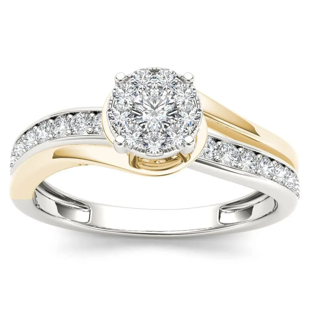 De Couer 10k Yellow Two-Tone White Gold 3/8ct TDW Diamond Bypass Cluster Engagement Ring sold by Zulily product image thumbnail 5