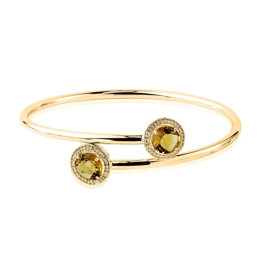 Auriya 3 1/2ct Yellow Citrine Gold over Silver Bangle Bracelet with Diamond Accents sold by Zulily product image thumbnail 2