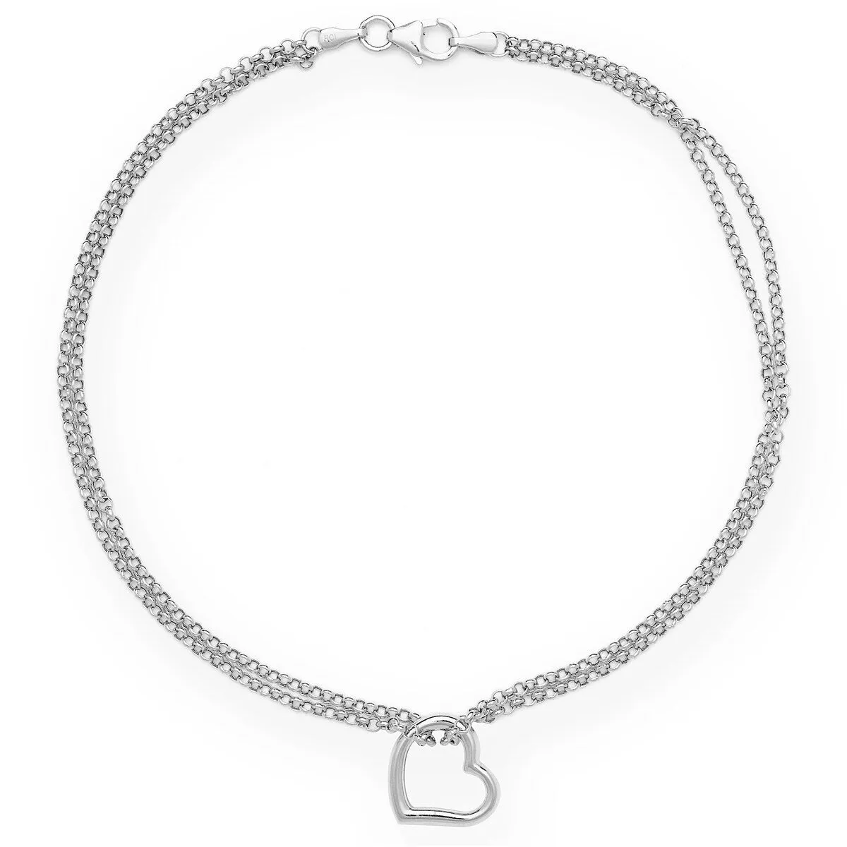 Curata 14k Yellow or White Gold 10" Double Strand Open Heart Anklet sold by Zulily