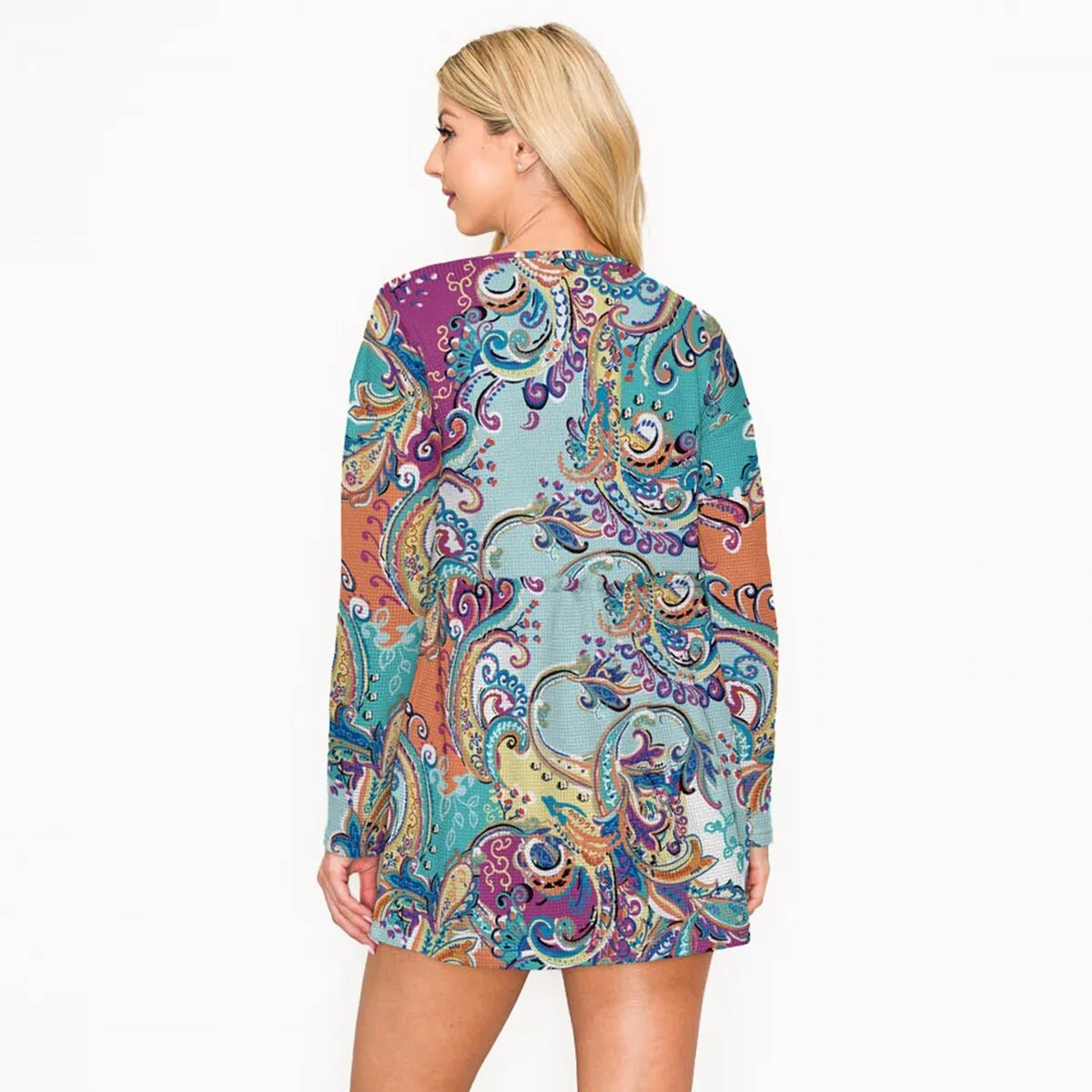 Purple & Blue Paisley Print Long Sleeve Tunic sold by Zulily product image thumbnail 2