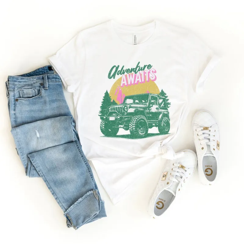 Adventure Awaits Jeep Short Sleeve Crewnneck Tee sold by Zulily