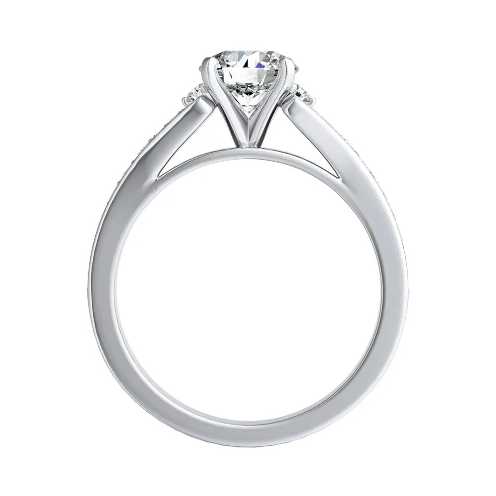 Auriya Round 1ct Moissanite and 1/4ct TDW Diamond Engagement Ring 14k Gold sold by Zulily product image thumbnail 4
