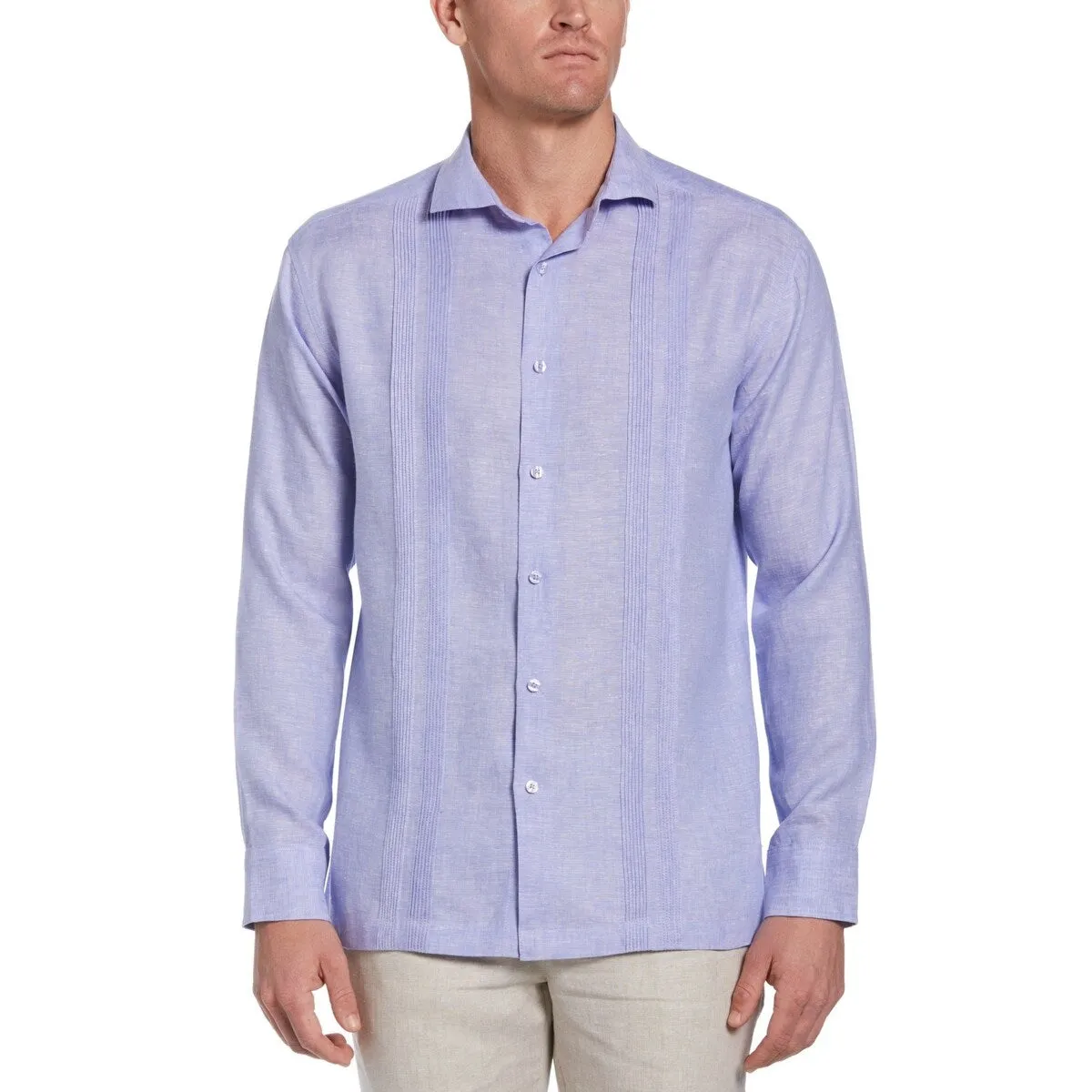Cubavera Men's Cross Dyed Multi-Pintucked Linen Guayabera Shirt Purple Size XXL - XXLRG S/S sold by Zulily
