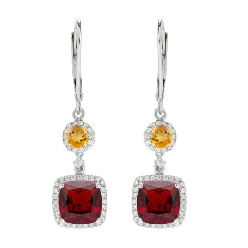 Sterling Silver with Garnet, Citriine and White Topaz Dangle Earring sold by Zulily
