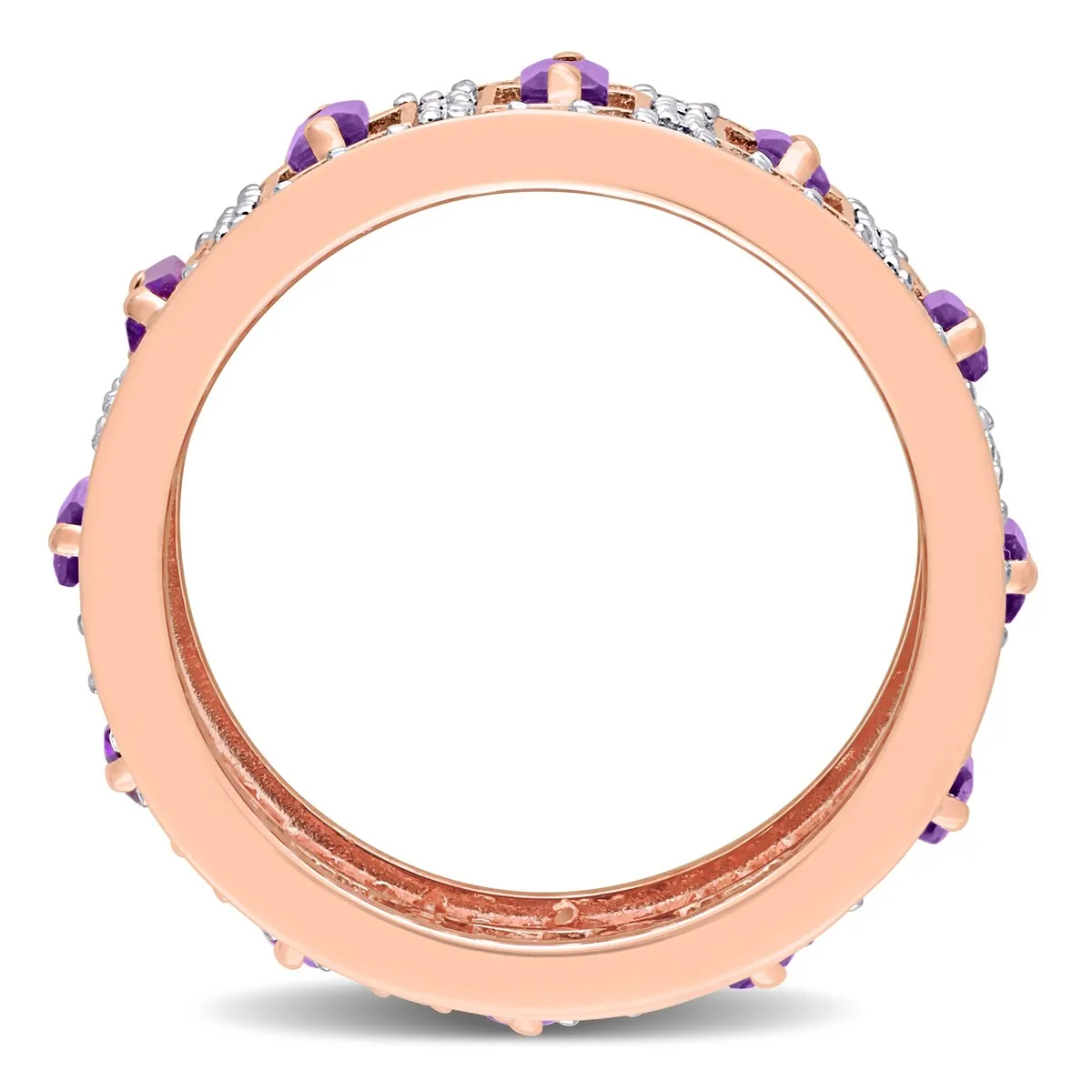 Miadora African Amethyst and White Topaz Eternity Ring in Rose Plated Sterling Silver sold by Zulily product image thumbnail 3