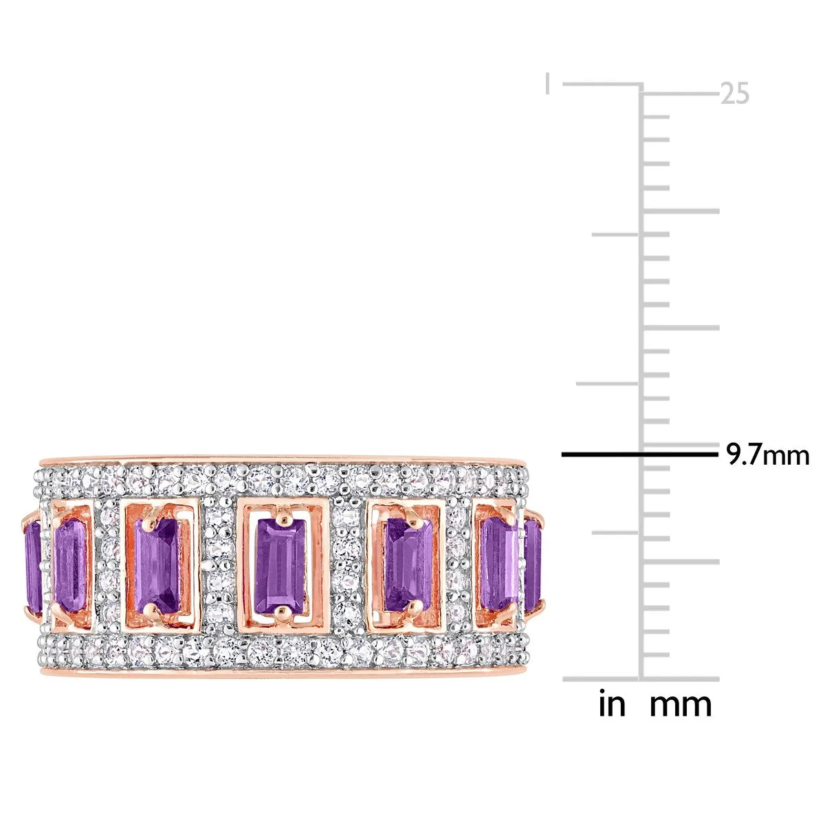 Miadora African Amethyst and White Topaz Eternity Ring in Rose Plated Sterling Silver sold by Zulily product image thumbnail 4