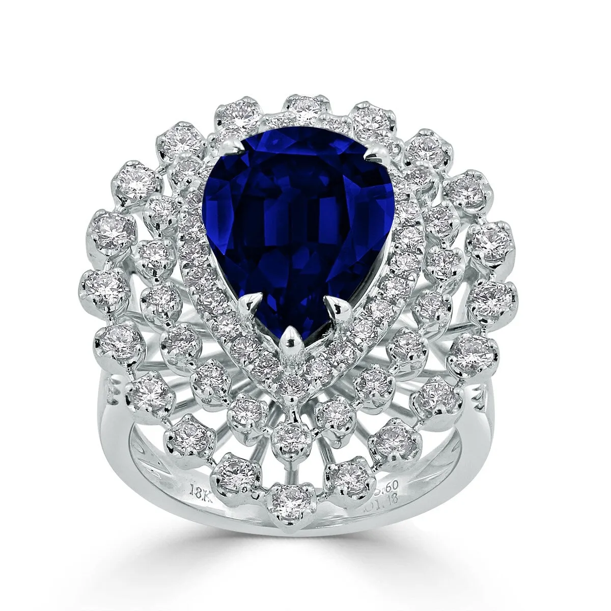 Auriya 18k Gold 5 5/8ct Pear-cut Blue Sapphire Halo Diamond Engagement Ring 1 1/2ct TDW sold by Zulily product image thumbnail 3