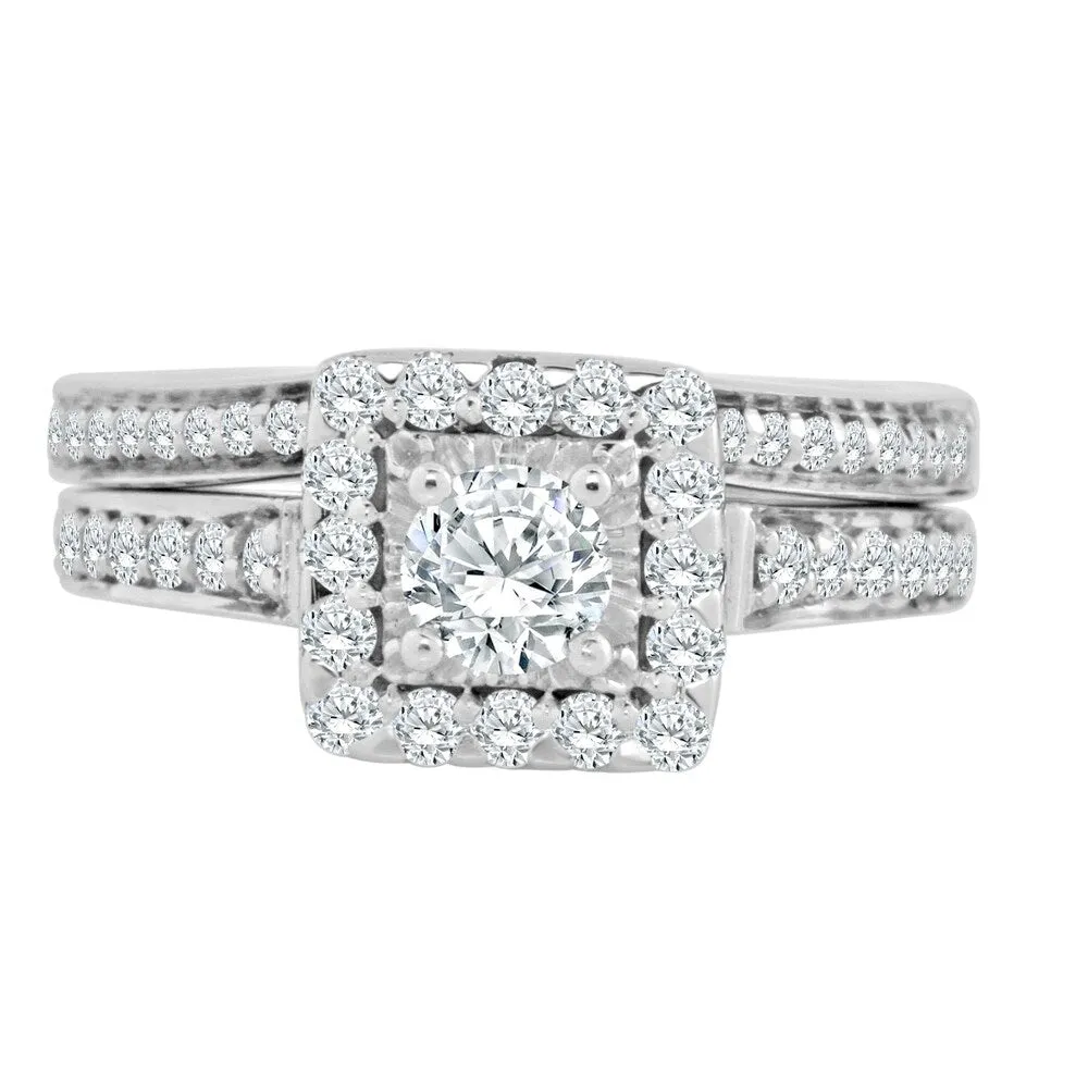 14k Gold Round 1ct TDW Diamond Halo Engagement Ring Set by Auriya sold by Zulily product image thumbnail 4