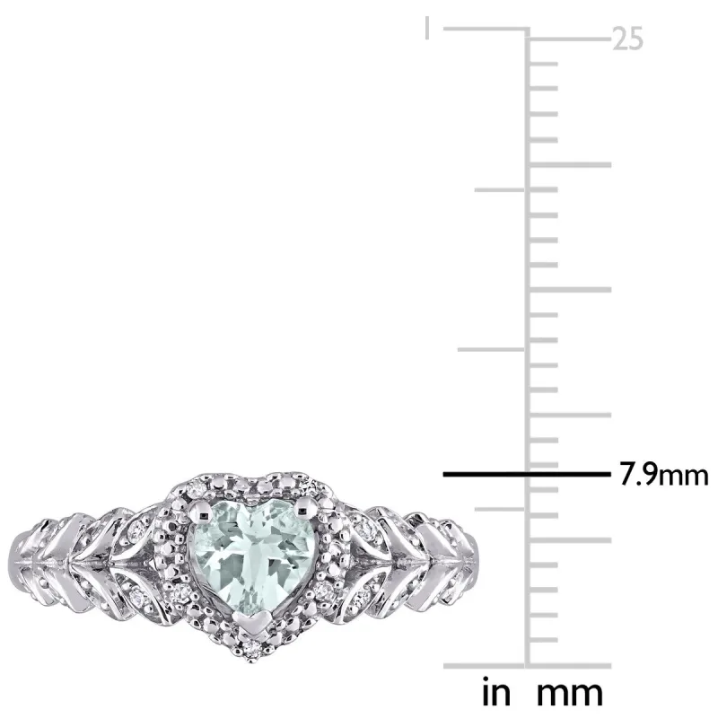 Miadora 10k White Gold Heart-cut Aquamarine and Diamond Accent Halo Heart Leaf Ring sold by Zulily