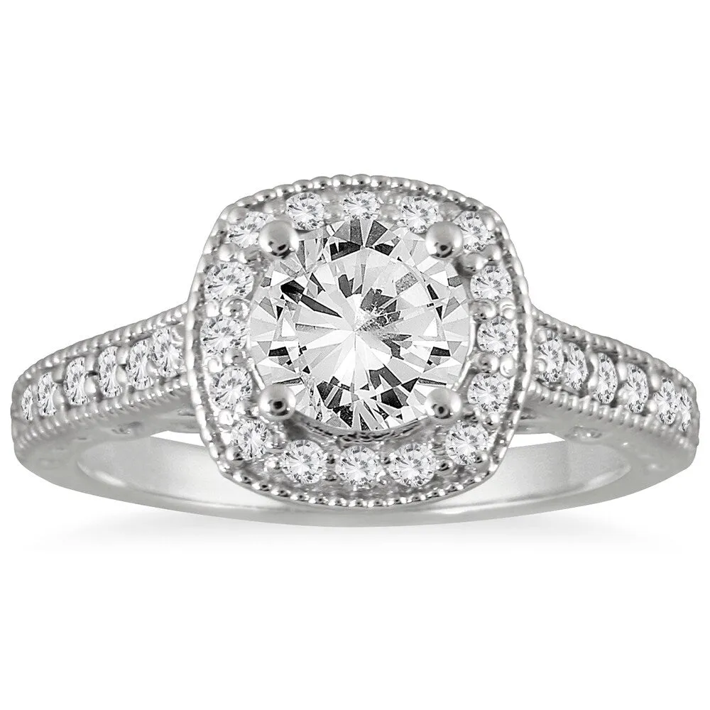 AGS Certified 1 5/8 Carat TW Diamond Halo Bridal Set in 14K White Gold (J-K Color, I2-I3 Clarity) sold by Zulily product image thumbnail 2