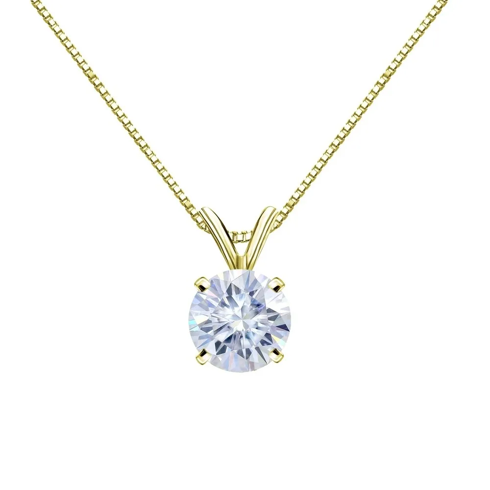 Auriya 14k Gold 3ct TW Round Solitaire Moissanite Necklace - 9.3 mm sold by Zulily product image thumbnail 2