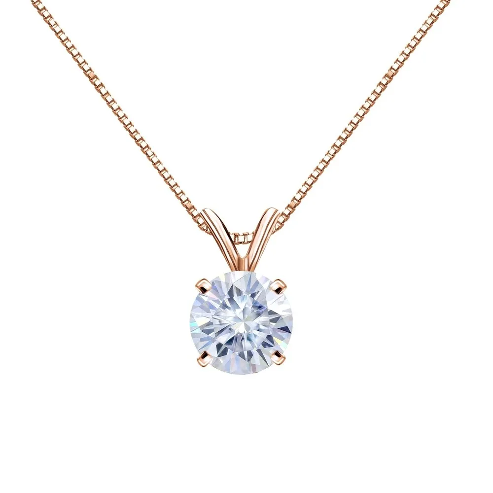 Auriya 14k Gold 3ct TW Round Solitaire Moissanite Necklace - 9.3 mm sold by Zulily product image thumbnail 3