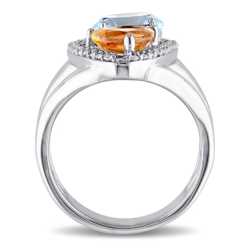 Miadora 14k White Gold Garnet Blue Topaz Citrine and 1/5ct TDW Diamond Teardrop Split-Shank Ring (G- sold by Zulily product image thumbnail 5