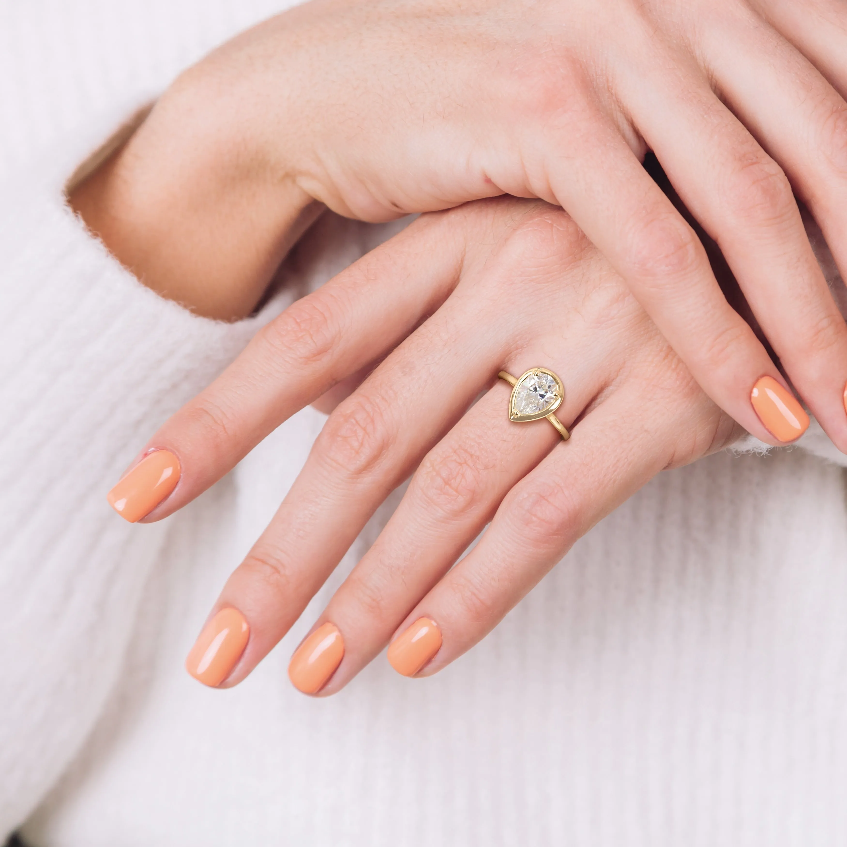 Miadora 2ct DEW Pear Shape Created Moissanite Engagement Ring in 10k Yellow Gold sold by Zulily product image thumbnail 5