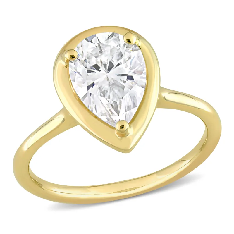 Miadora 2ct DEW Pear Shape Created Moissanite Engagement Ring in 10k Yellow Gold sold by Zulily