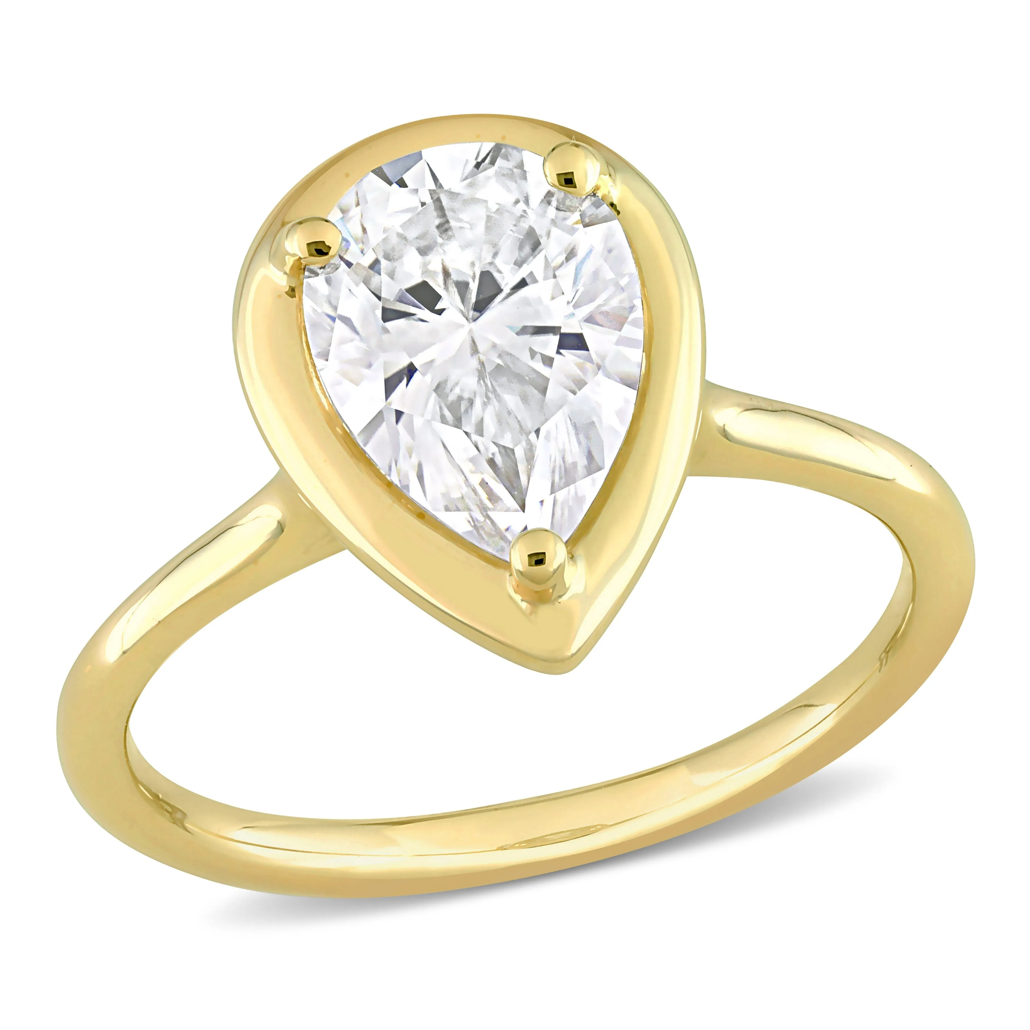 Miadora 2ct DEW Pear Shape Created Moissanite Engagement Ring in 10k Yellow Gold sold by Zulily