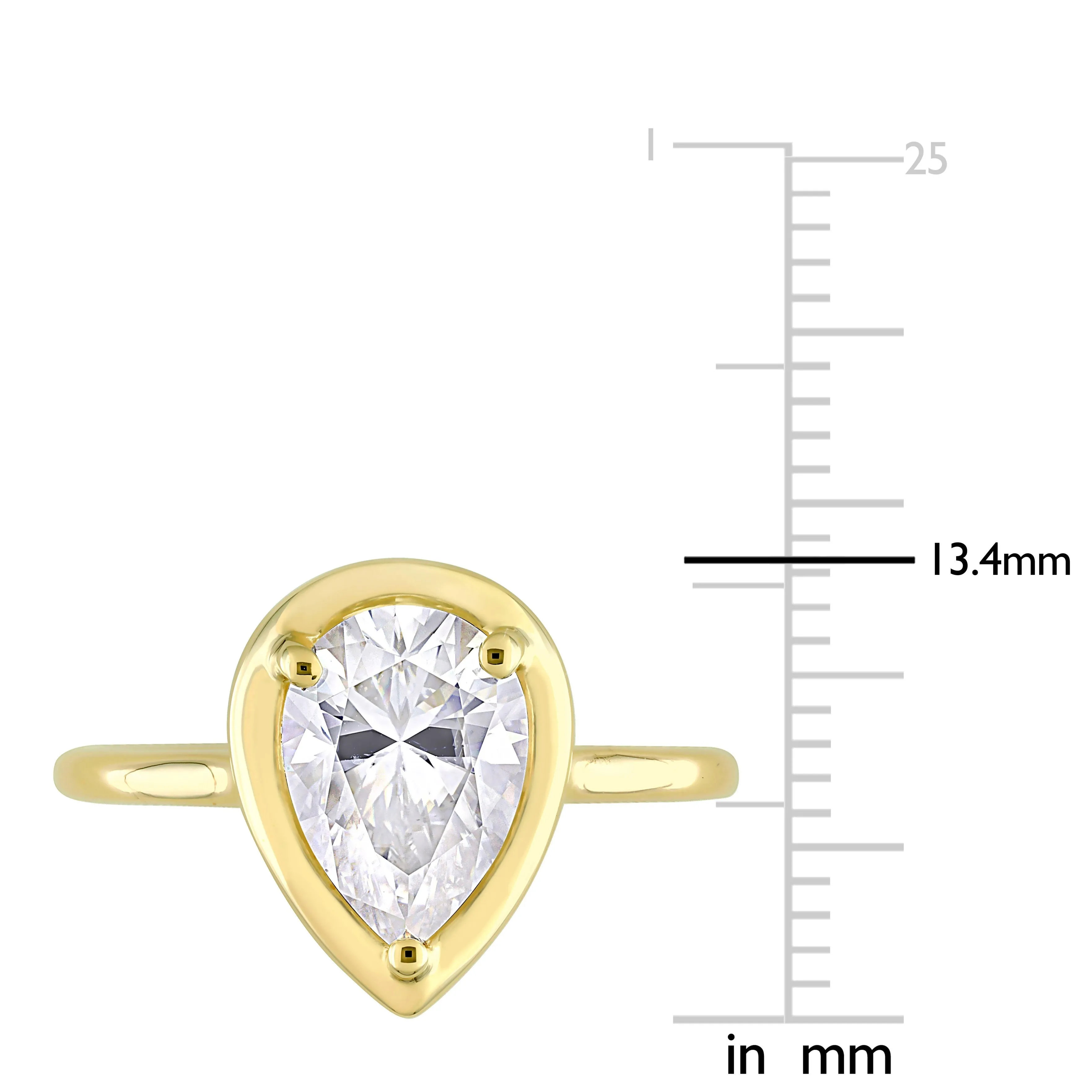 Miadora 2ct DEW Pear Shape Created Moissanite Engagement Ring in 10k Yellow Gold sold by Zulily product image thumbnail 3