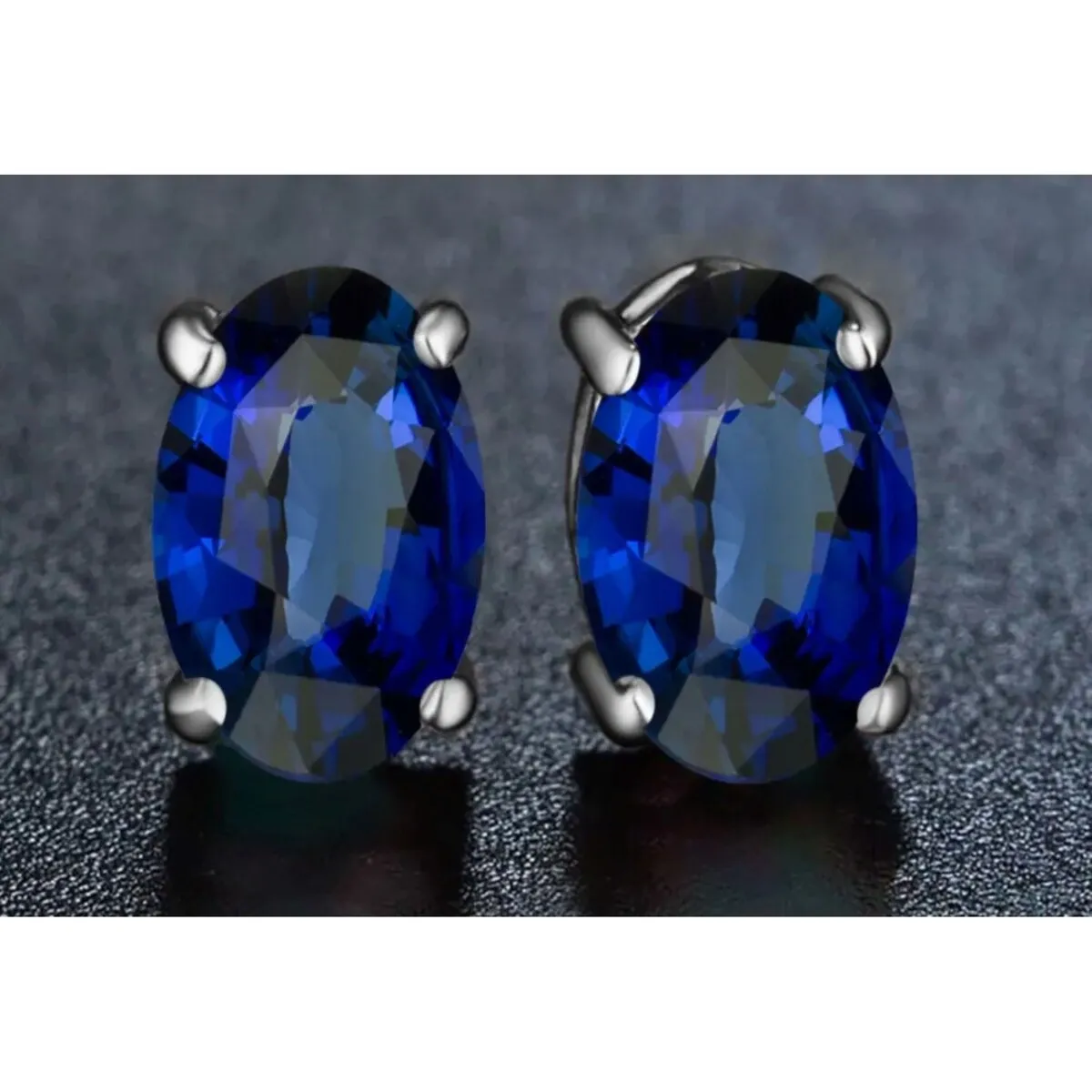 925 Sterling Silver Oval Cut Sapphire Stud Earrings sold by Zulily