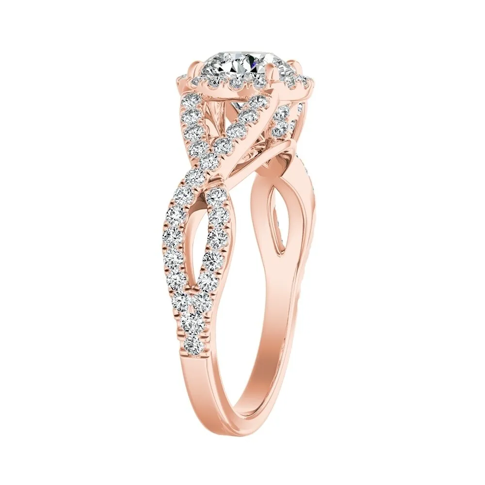 Auriya Infinity Round1 1/2ct Moissanite and 1/2ctw Diamond Halo Engagement Ring 14K Gold sold by Zulily product image thumbnail 5