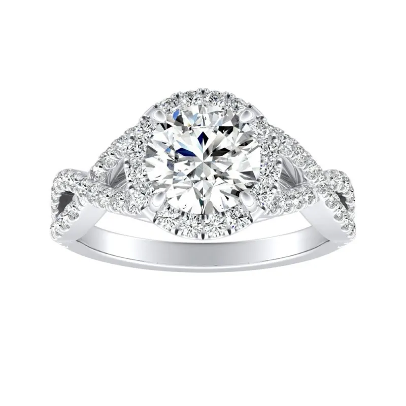 Auriya Infinity Round1 1/2ct Moissanite and 1/2ctw Diamond Halo Engagement Ring 14K Gold sold by Zulily