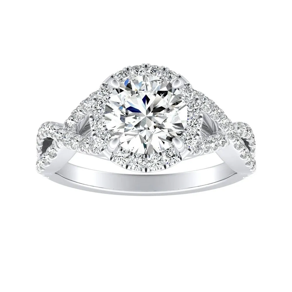 Auriya Infinity Round1 1/2ct Moissanite and 1/2ctw Diamond Halo Engagement Ring 14K Gold sold by Zulily