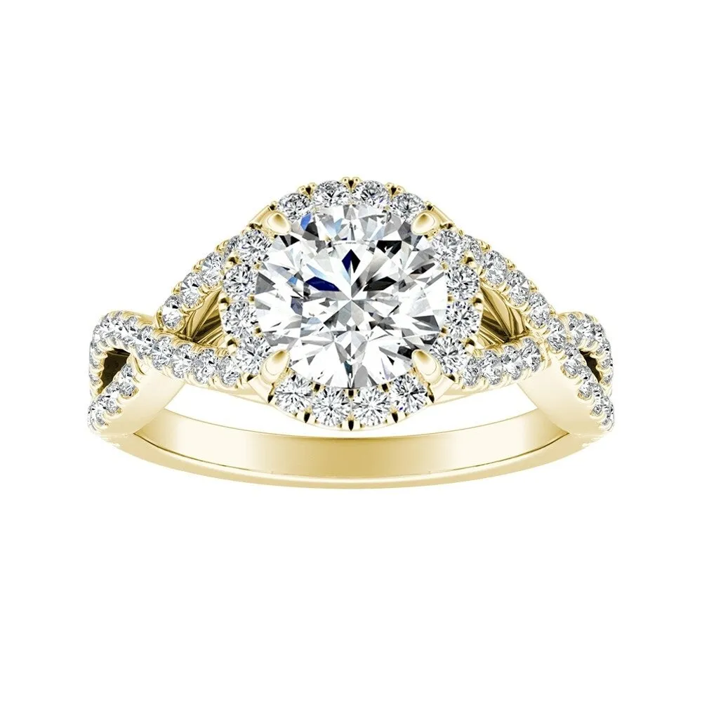 Auriya Infinity Round1 1/2ct Moissanite and 1/2ctw Diamond Halo Engagement Ring 14K Gold sold by Zulily product image thumbnail 2