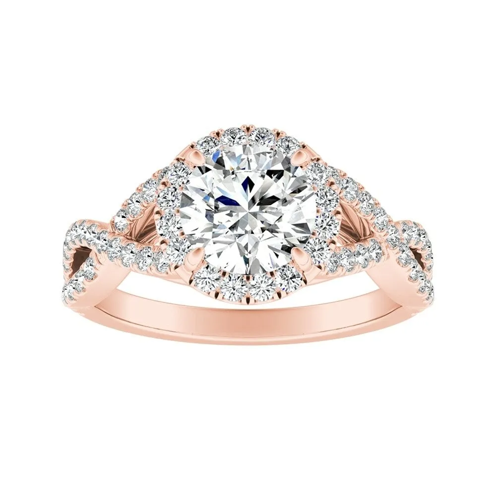 Auriya Infinity Round1 1/2ct Moissanite and 1/2ctw Diamond Halo Engagement Ring 14K Gold sold by Zulily product image thumbnail 3