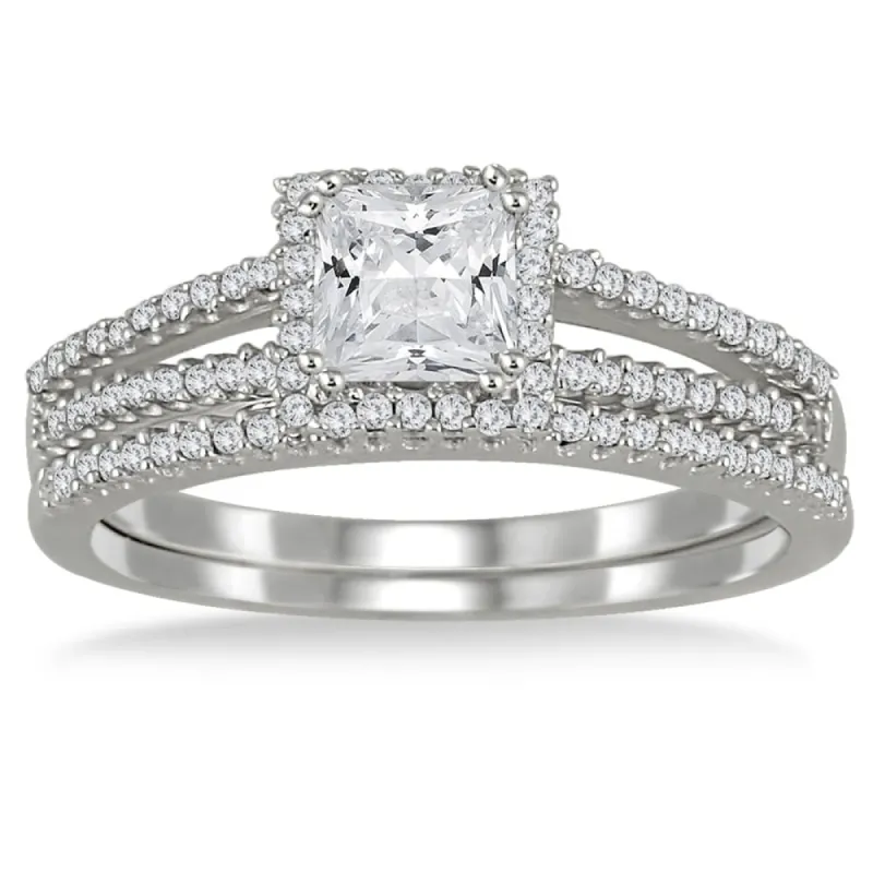 4/5 Carat TW Princess Cut Diamond Bridal Set in 10K White Gold sold by Zulily