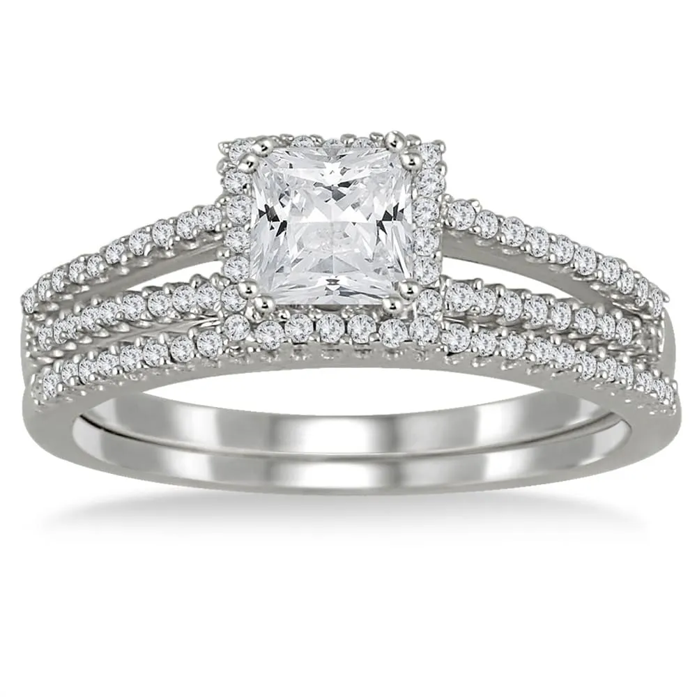 4/5 Carat TW Princess Cut Diamond Bridal Set in 10K White Gold sold by Zulily