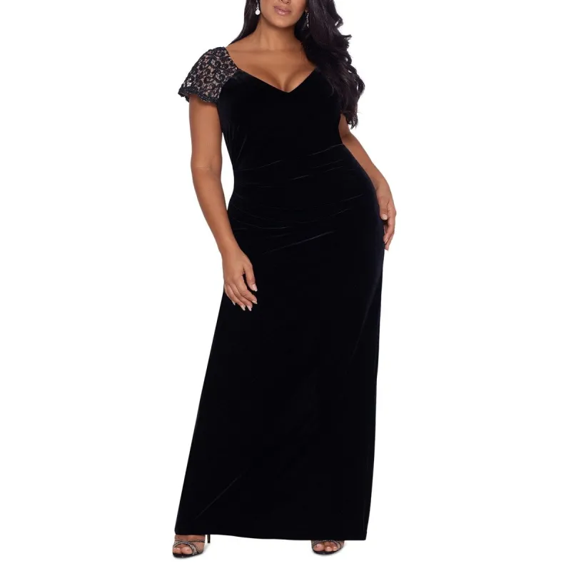 XSCAPE Women's Slit Back Velvet Dress Black sold by Zulily