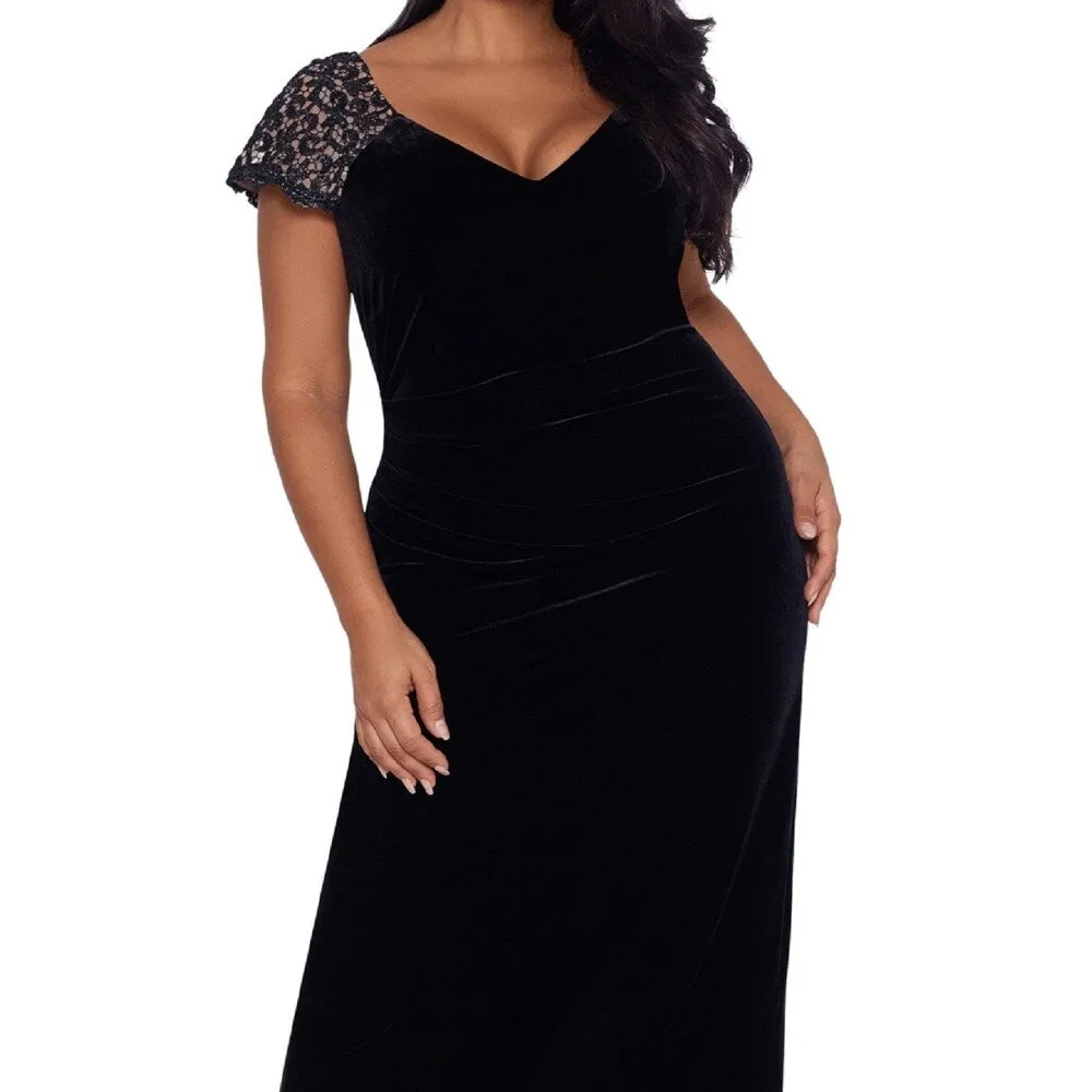 XSCAPE Women's Slit Back Velvet Dress Black sold by Zulily product image thumbnail 3