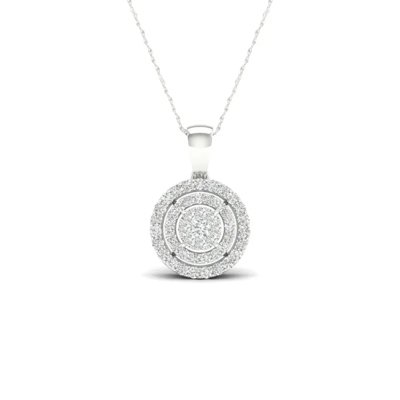 De Couer 10k Gold 1/8ct TDW Diamond Double Halo Necklace sold by Zulily