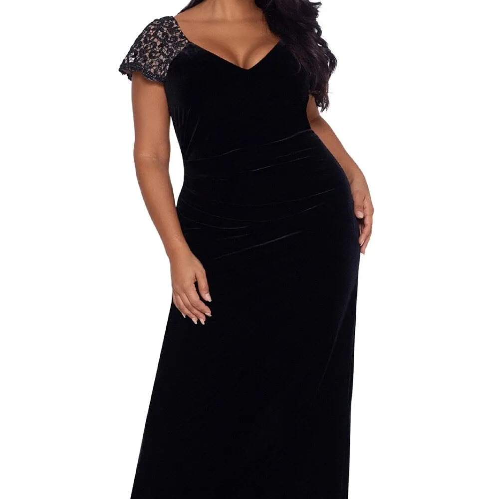 XSCAPE Women's Slit Back Velvet Dress Black sold by Zulily product image thumbnail 4