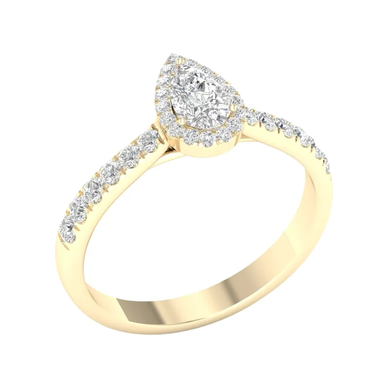 3/4ct TDW Diamond Pear Shape Halo Ring in 10k Gold by De Couer sold by Zulily