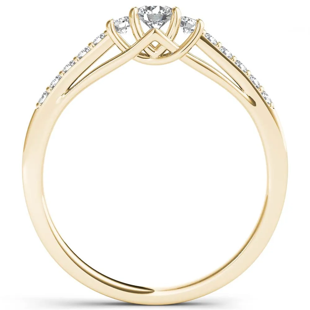 De Couer IGI Certified 10k Yellow Gold 1/3ct TDW Diamond Three-Stone Anniversary Ring sold by Zulily product image thumbnail 3