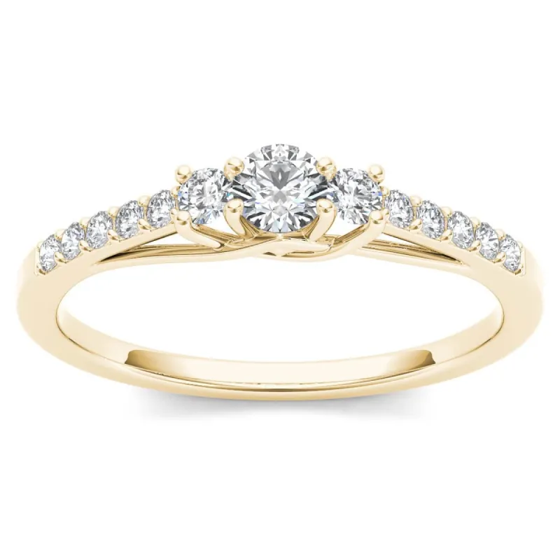 De Couer IGI Certified 10k Yellow Gold 1/3ct TDW Diamond Three-Stone Anniversary Ring sold by Zulily