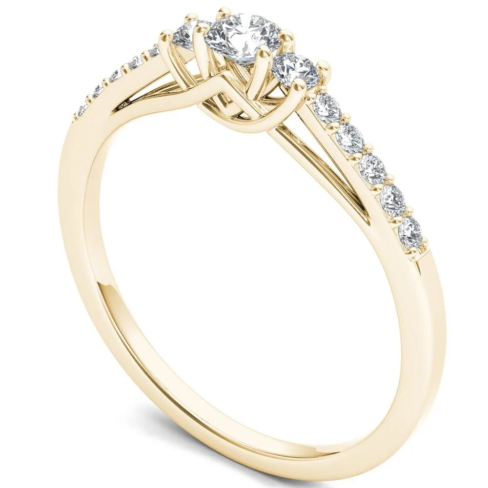 De Couer IGI Certified 10k Yellow Gold 1/3ct TDW Diamond Three-Stone Anniversary Ring sold by Zulily product image thumbnail 2