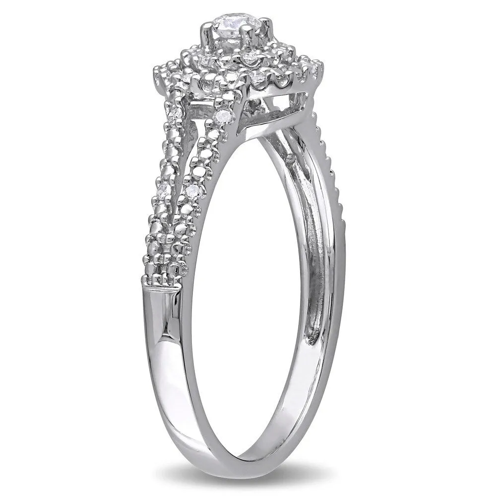 Miadora Sterling Silver 1/5ct TDW Diamond Double Halo Engagement Ring sold by Zulily product image thumbnail 3