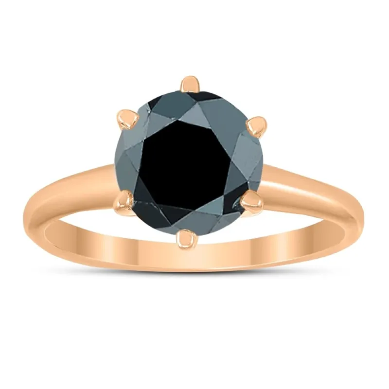 2 Carat Round Black Diamond Solitaire Ring in 14K Rose Gold sold by Zulily